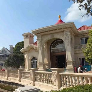 山西 黄金麻花岗岩欧式别墅