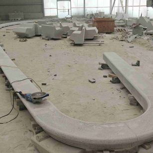 山西 芝麻白花岗岩弧形花坛石，坐凳石