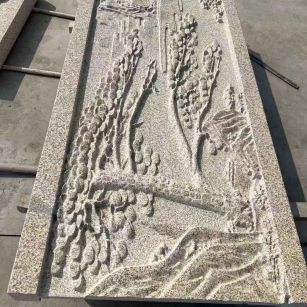 山西 黄金麻雕刻板浮雕迎客松