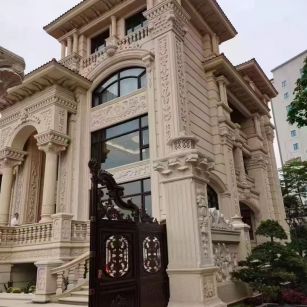 山西 黄金麻花岗岩别墅外墙干挂效果展示