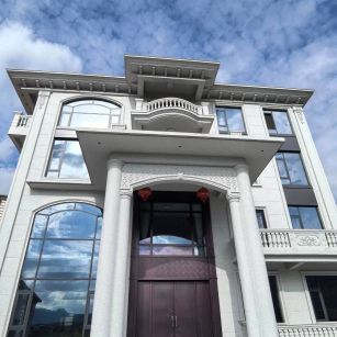 山西白麻别墅外墙干挂石材效果示例