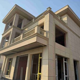 山西 黄金麻花岗岩石材荔枝面外墙干挂效果展示