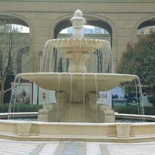 山西 黄金麻花岗岩异型加工——户外庭院石雕流水喷泉