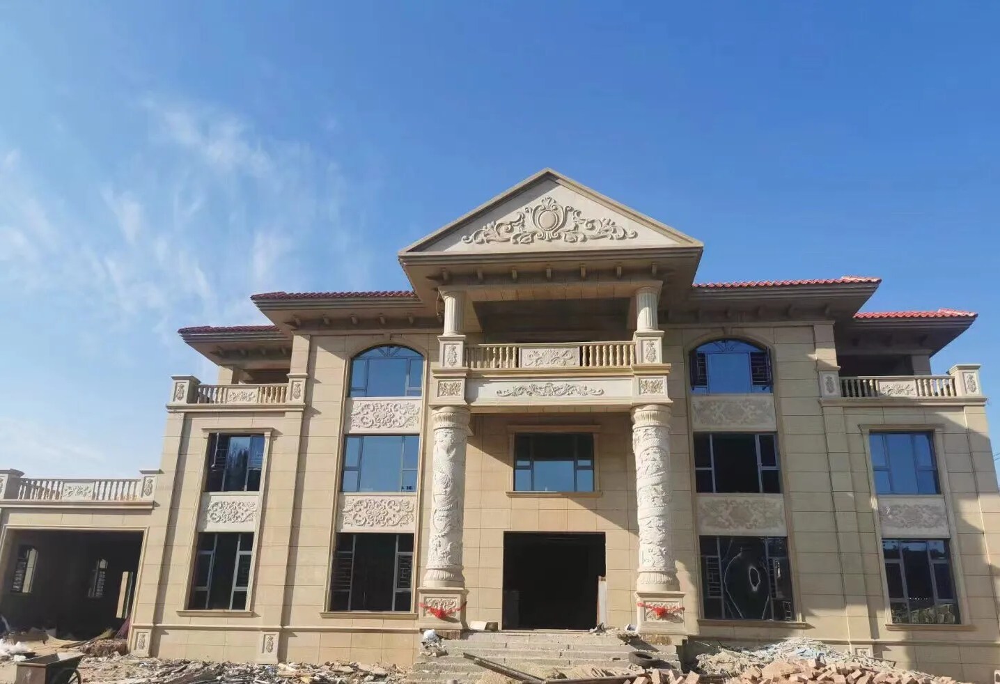 山西 黄金麻花岗岩别墅外墙干挂