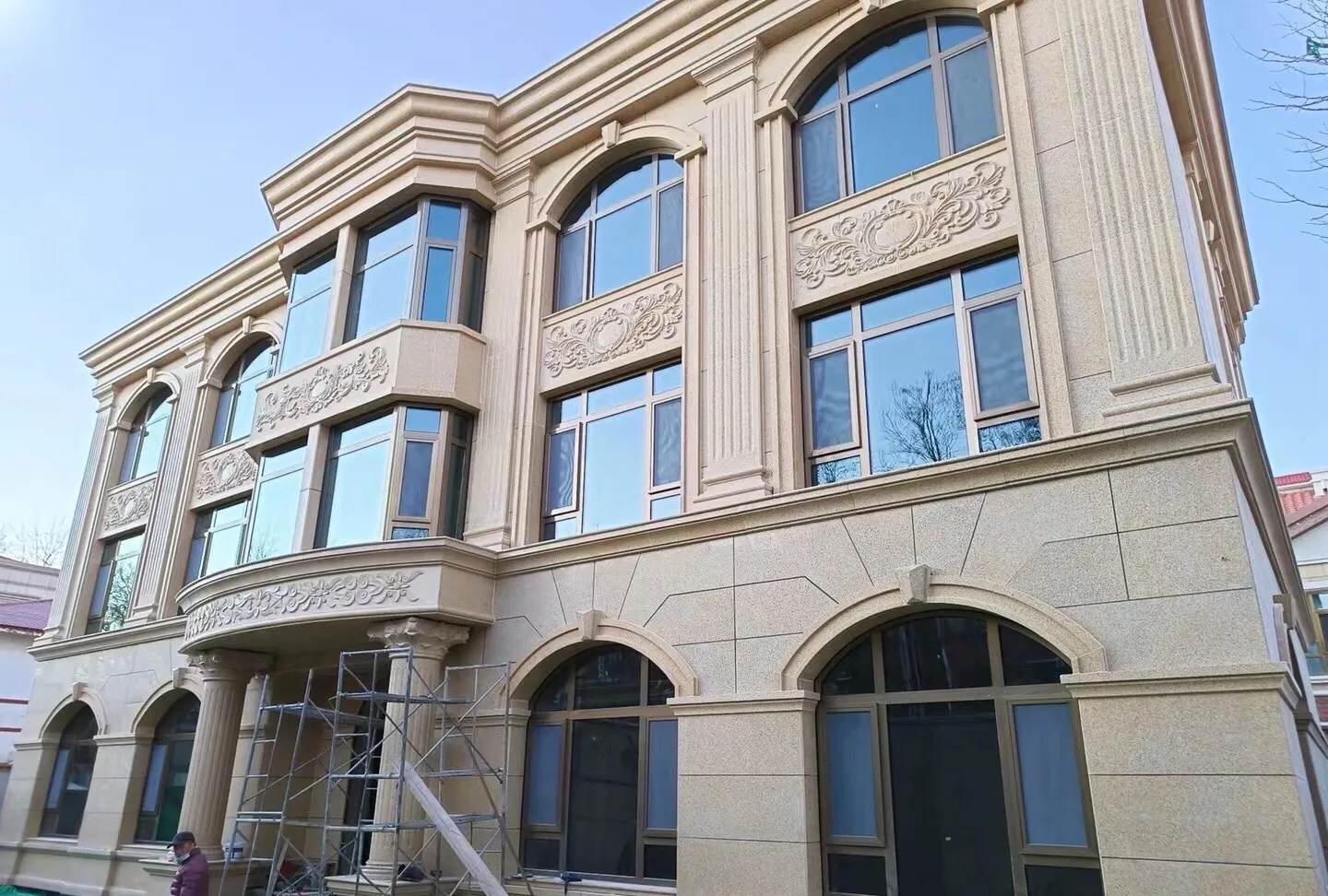 山西 黄金麻花岗岩别墅外墙干挂